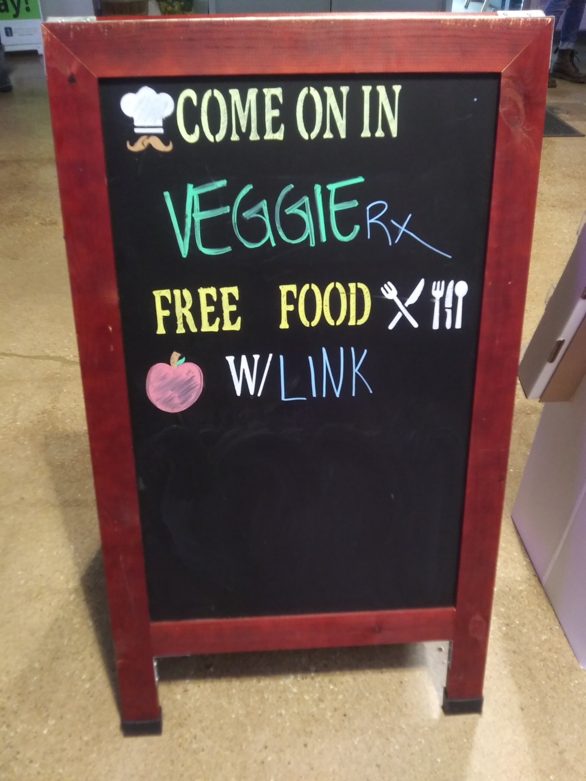 A sign to inform customers and residents of the Veggie Rx program. Photo by Aja Beckham.