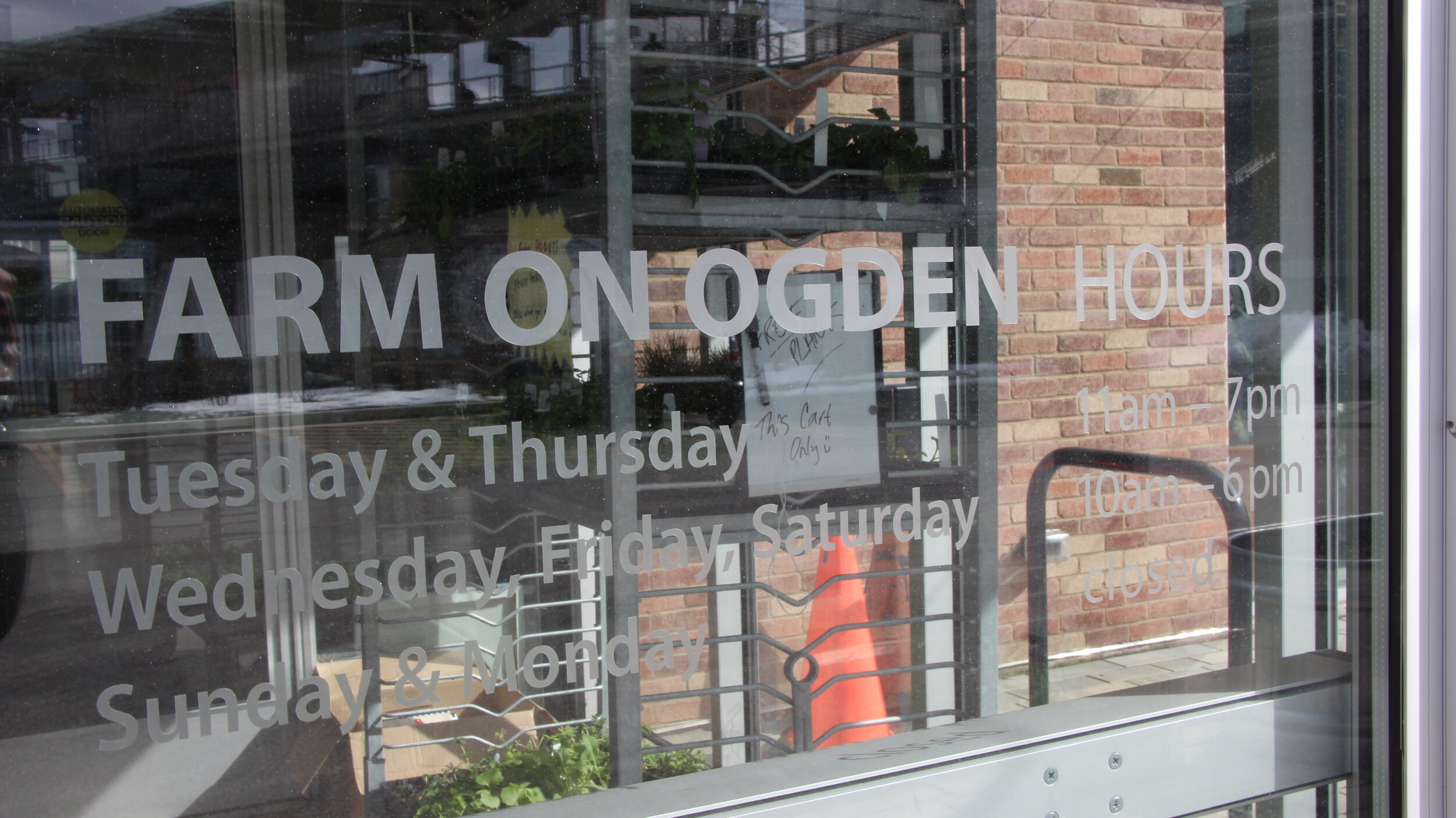  The operating hours of the Farm on Ogden. Photo By Ebony Ellis.   