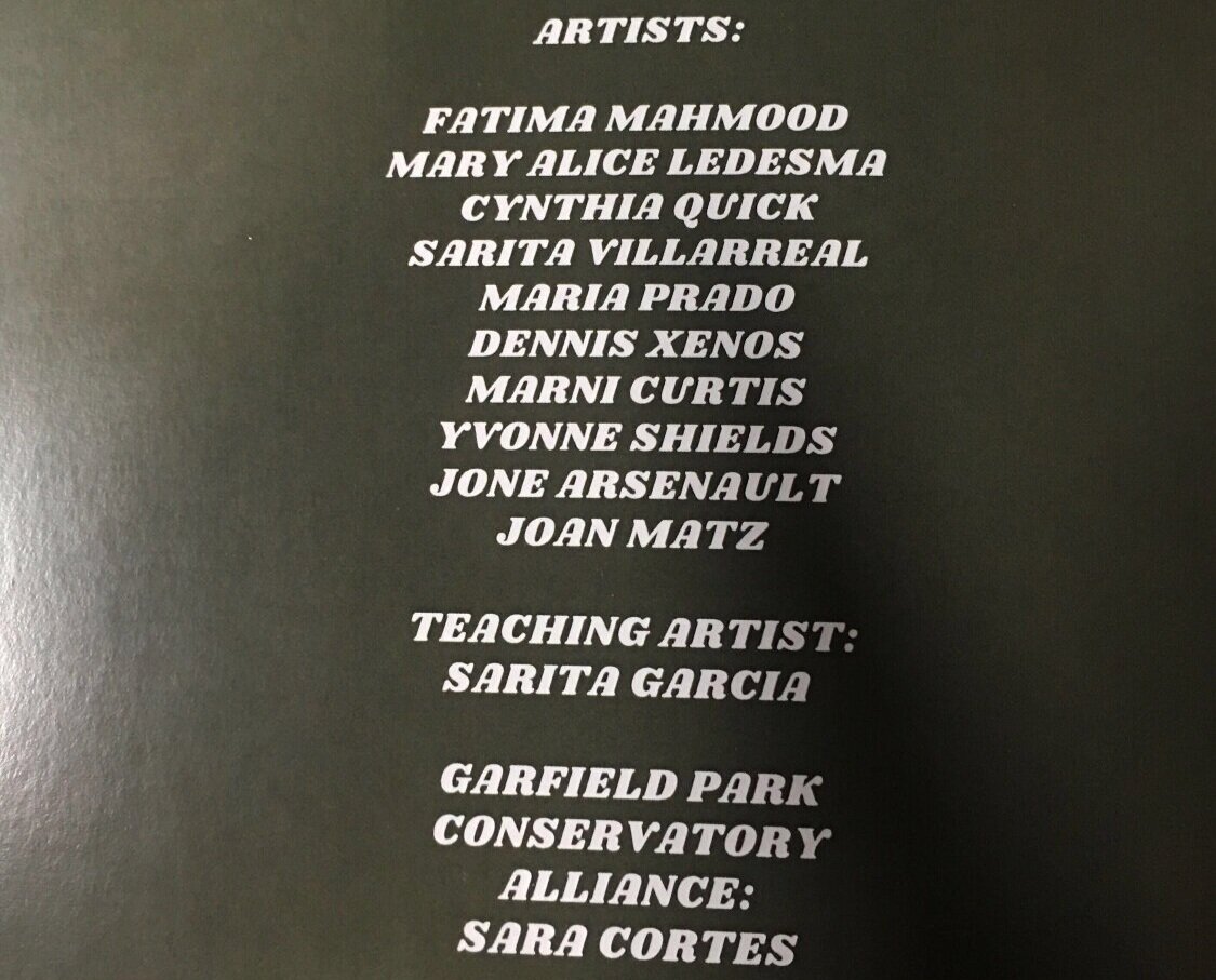  The list of seniors that participated in the class as well as teaching artist and Garfield park Conservatory Alliance.&nbsp;    