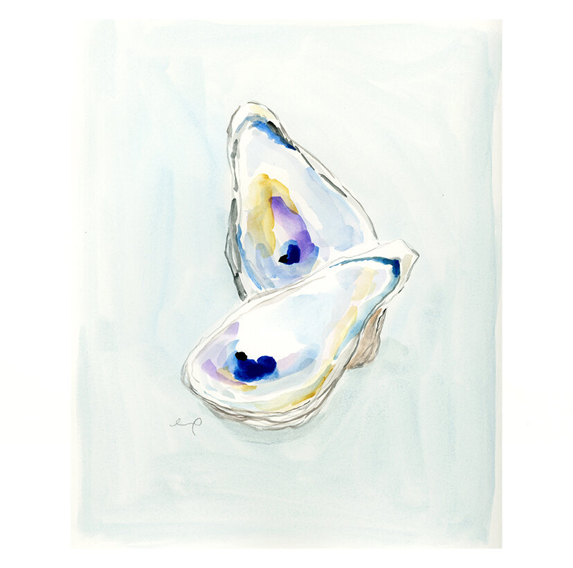 8x10 Watercolor Oyster Print - Double