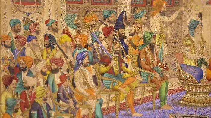 Detail of miniature depicting Maharaja Ranjit Singh's Court
