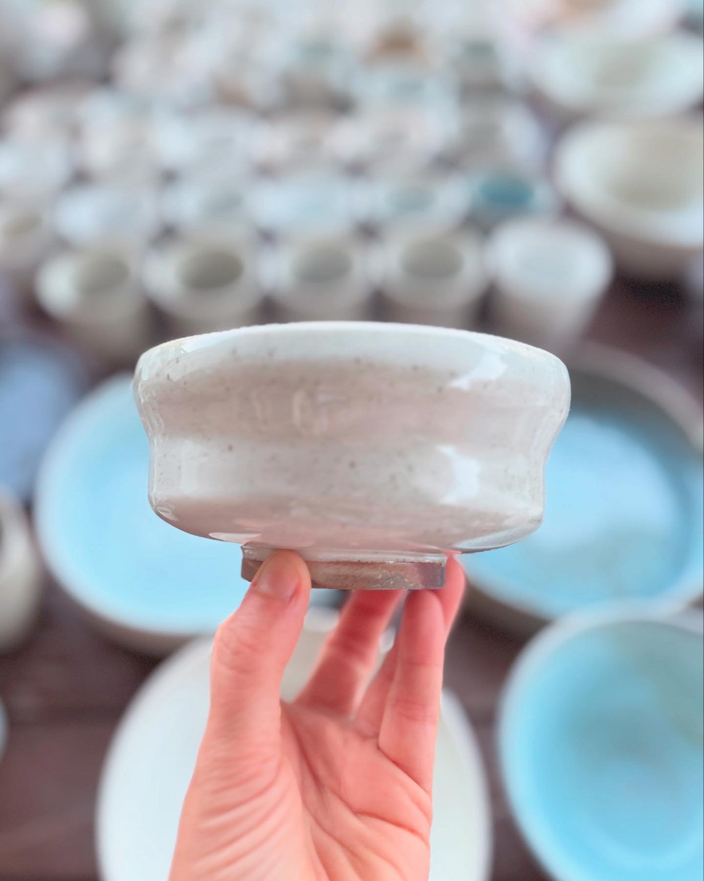 A new shape and clay / slip / glaze combination I tried in the last catenary firing. An iron-rich stoneware clay, slathered in thick white slip, dipped in a clear glaze - wood fired to 1,280 for around 30 hours. Inspired by a visit earlier in the yea