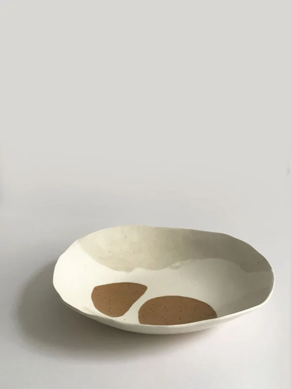 Mira Plate / $85 – SOLD White, recycled & speckled buff clay with clear glaze