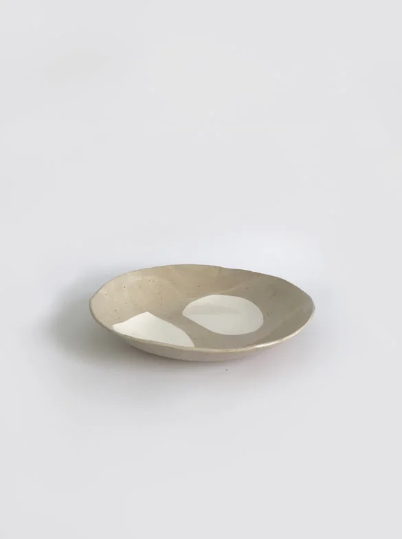 Caramel Salty Plate / $75 – SOLD Recycled & white clay with clear glaze