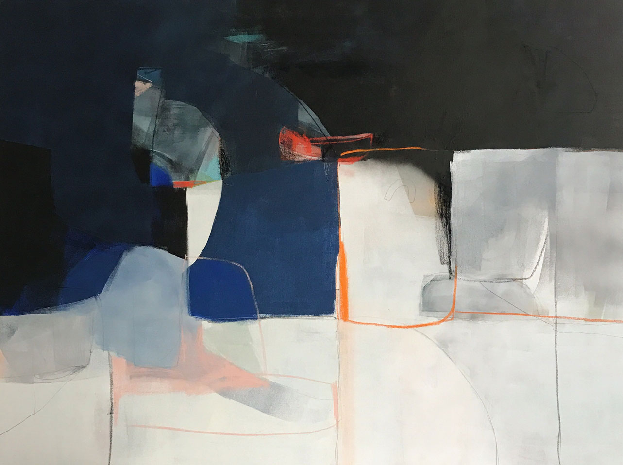 Petrol Club – SOLD Acrylic, pastel & graphite on canvas / 36 x 48"