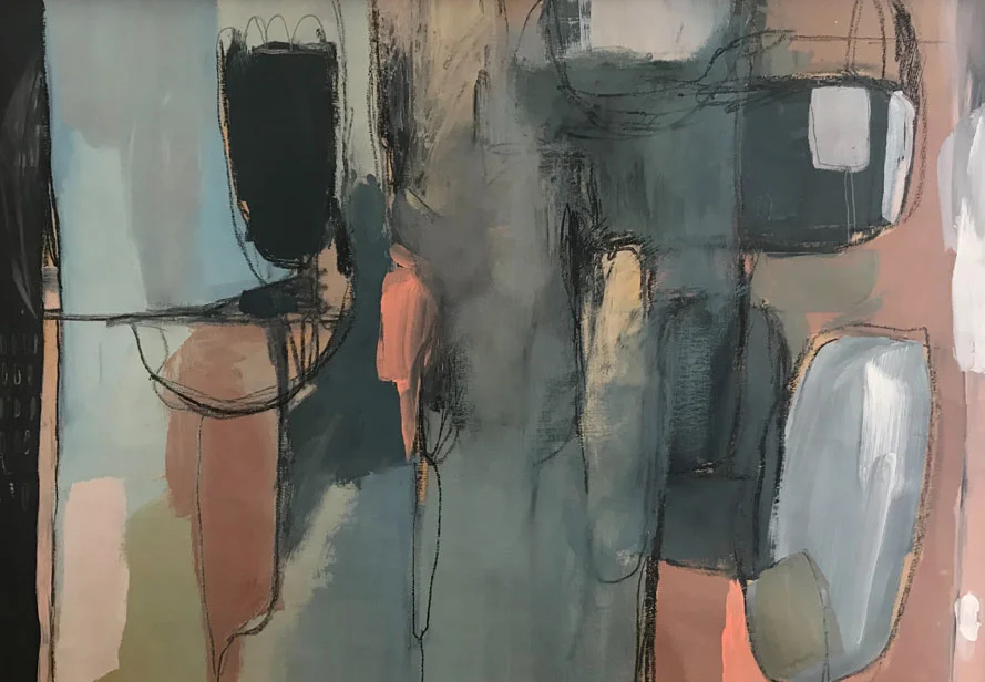 It Starts Here SOLD Acrylic & charcoal on kraft paper / 16 x 23"