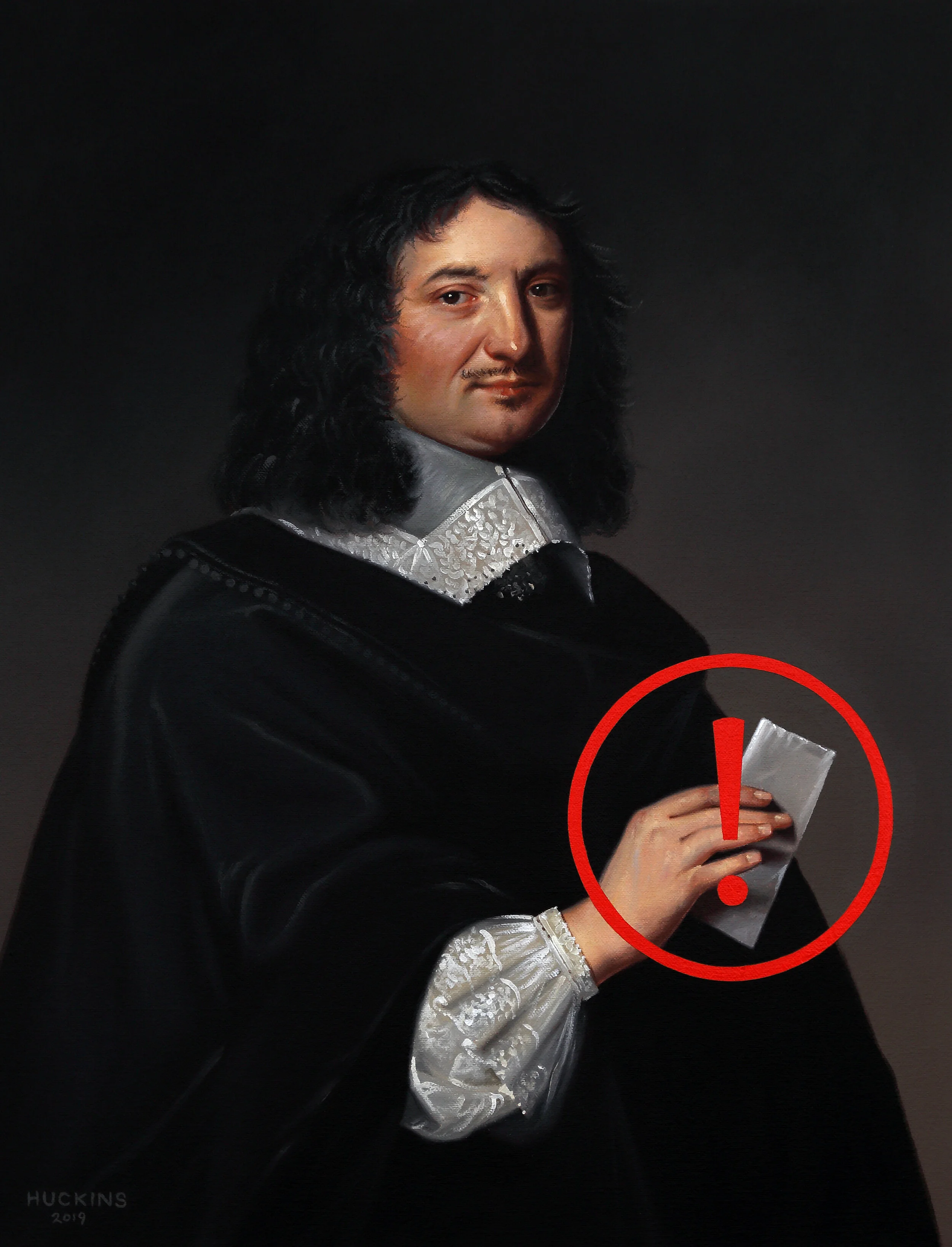 'Portrait of Jean-Baptiste Champaigne, Panic Ten (Undelivered Message).51x41 (20x16 in).Acrylic on canvas.2019