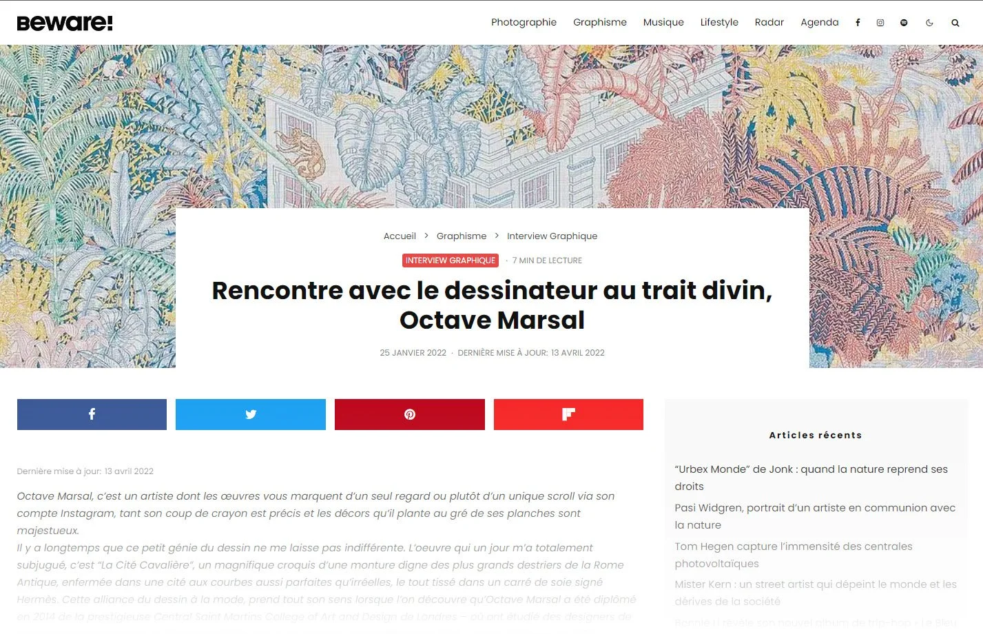 "Rencontre avec le dessinateur au trait divin, Octave Marsal" - BEWARE!, 25 Janvier 2022