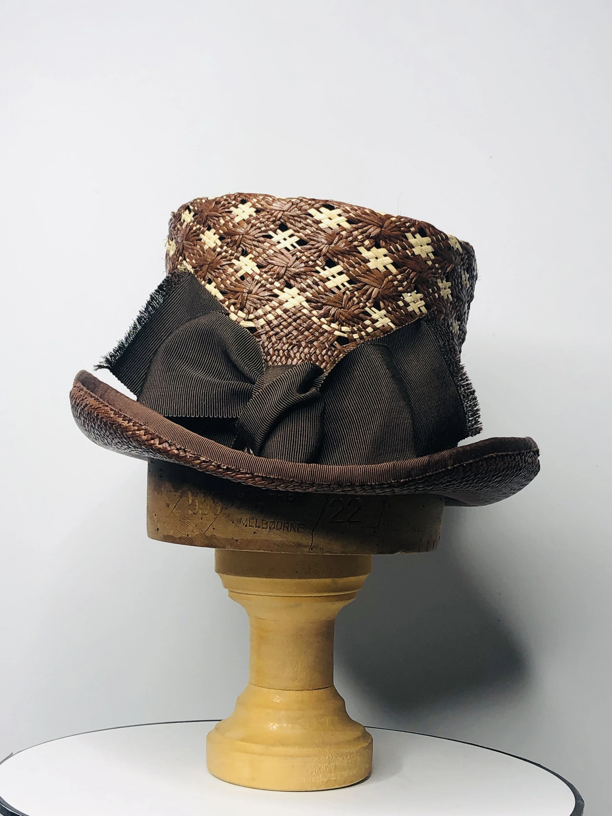 Deep brown coffee and cream top hat