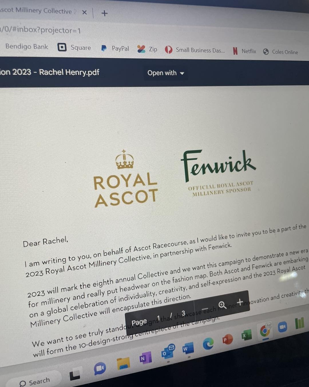 I've been wanting to burst with pride and excitement for this image. 

In February I received this invitation to be part of this year's Royal Acsot Millinery Collective  2023 in partnership with Fenwicks, London and Royal Ascot. 

The exclusive invit