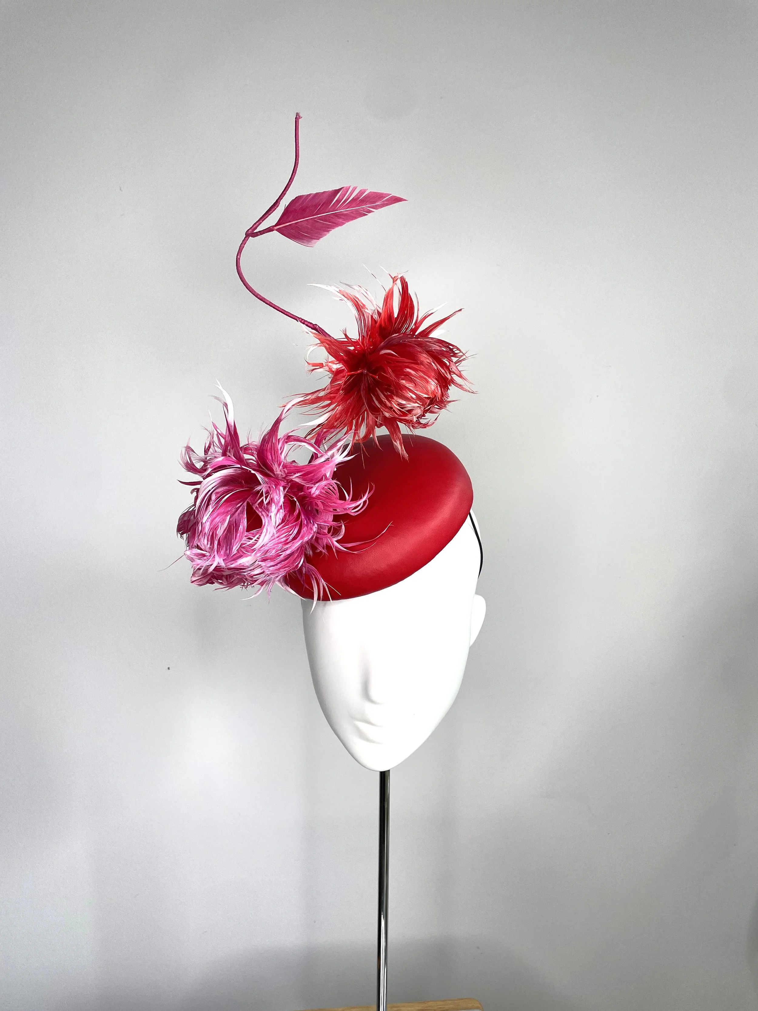 Red leather button Hat.JPG