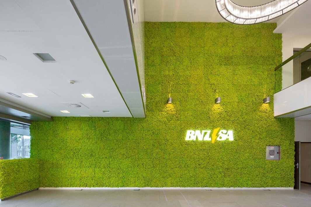 ✳️✳️✳️
Good Morning,
today we present this new project ✳️ @verdeprofilo 

✳️ The entrance of this company has been enriched and made more welcoming thanks to our wasabi-coloured stabilised moss.
In the centre of this magnificent vertical garden is th