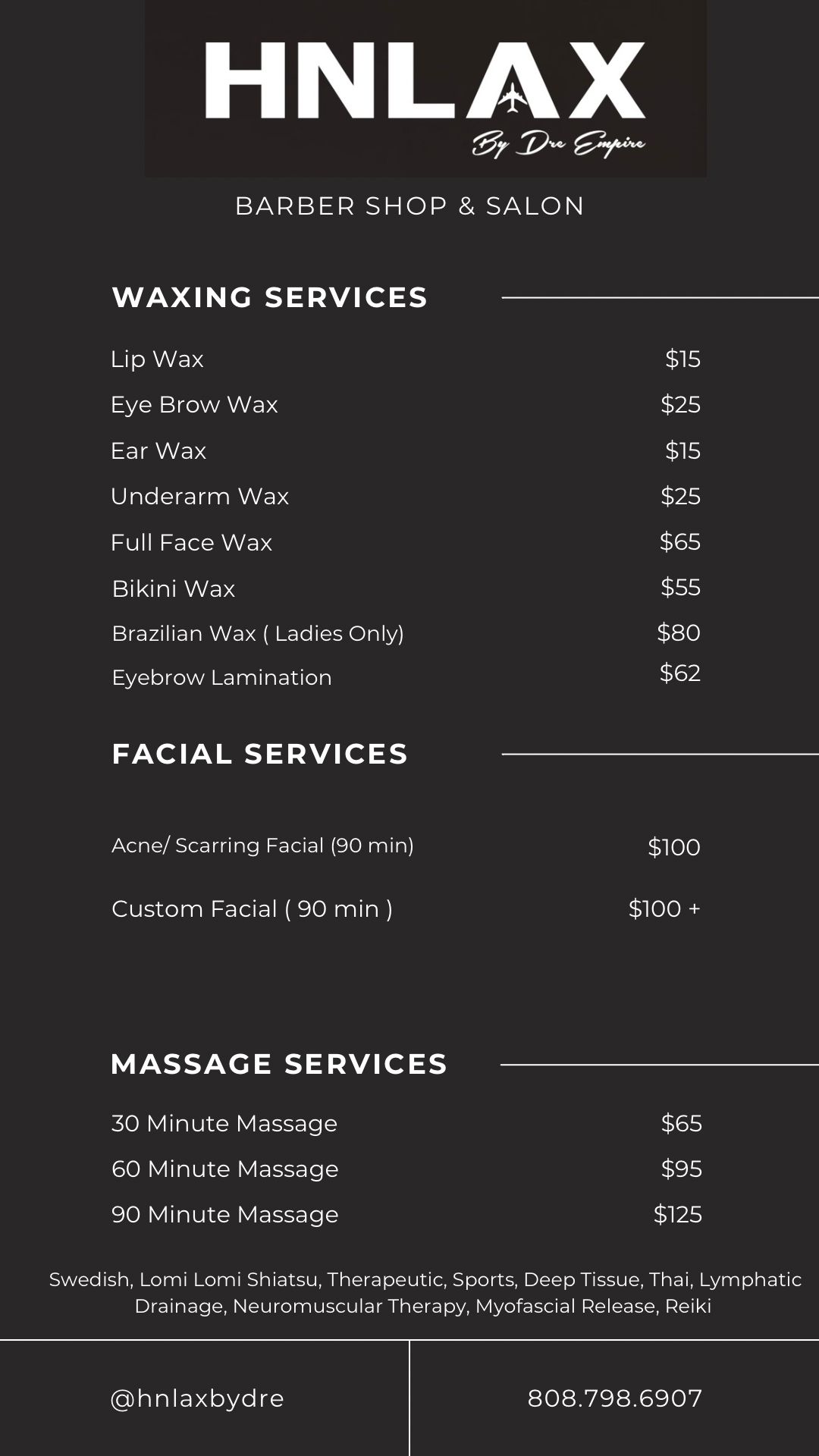 Price List — Hnlax By Dre Empire