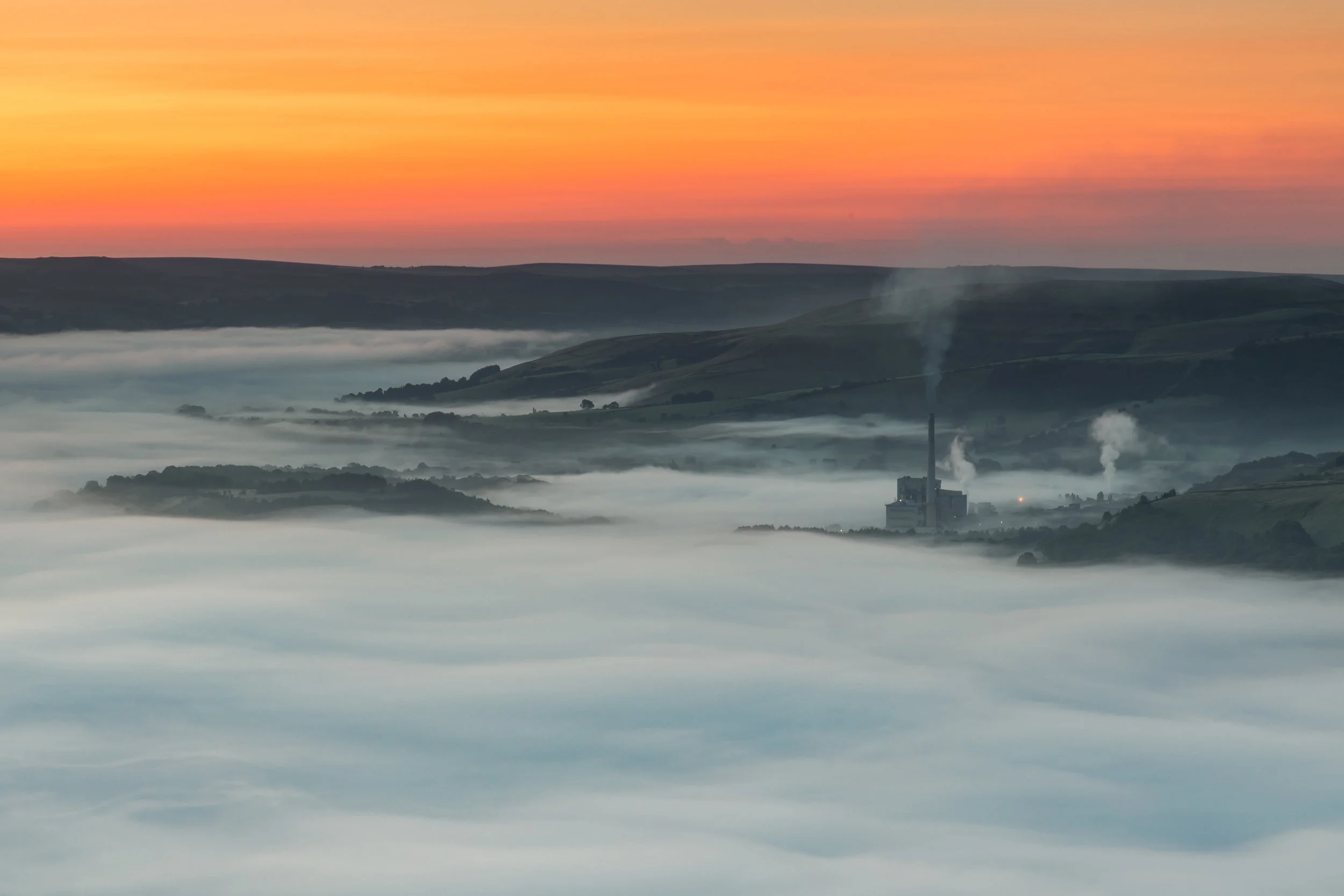 Misty Morning - Hope Valley cement plant on a misty morning - BUY PRINT HERE