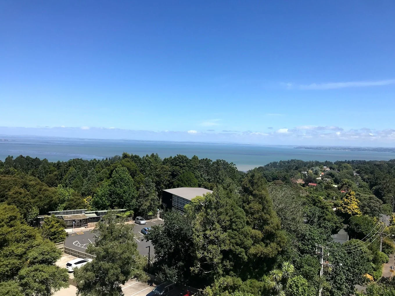 Rooftop bush and sea view from Lopdell House