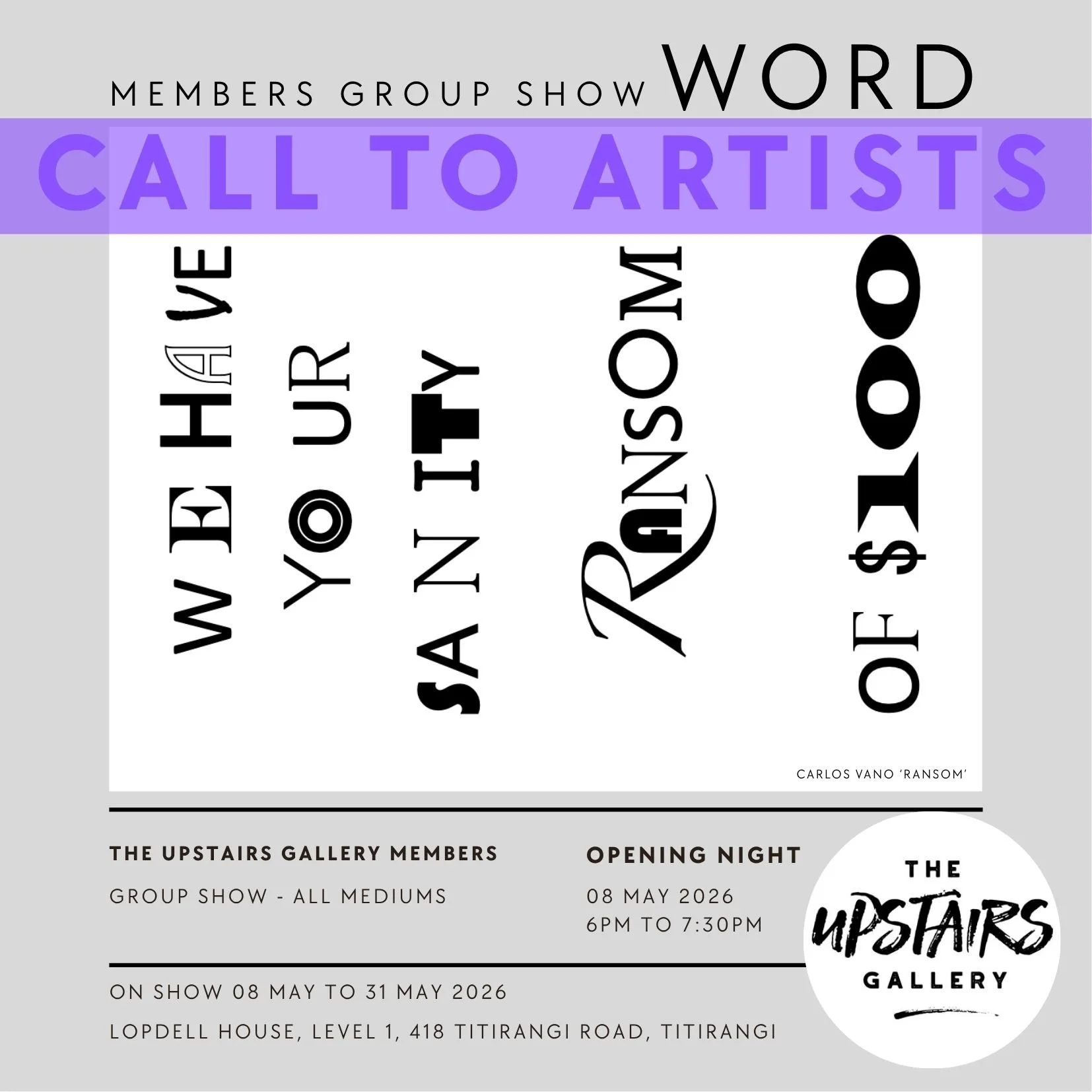 Call To Artists — The Upstairs Art Gallery