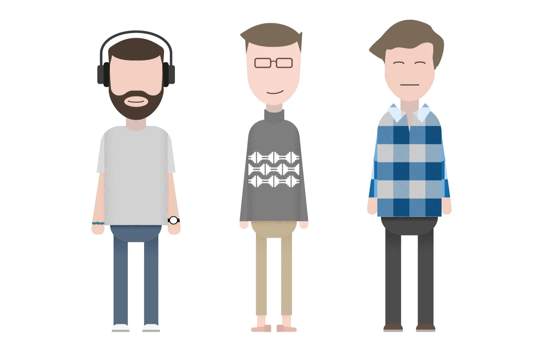 Illustrations of the 3 founders I made for internal use.