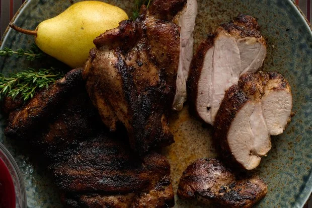Epicurious Garlic-Chile Grilled Turkey Thighs