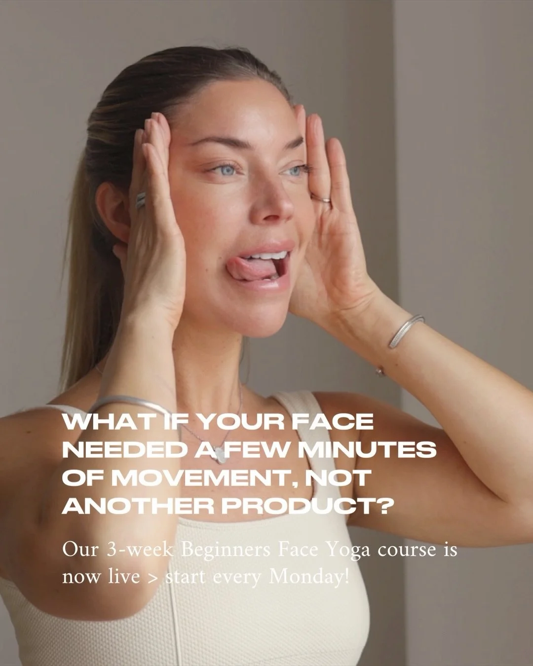 What if your face needed a few minutes of movement, not another product? ❌

I have something exciting to share; our 3 Weeks Beginner&rsquo;s Face Yoga course is now live. 🔥🔥🔥

This is for you if you&rsquo;ve been thinking:
&ldquo;I&rsquo;d love to