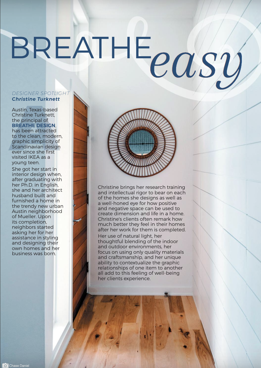 Breathe Design Studio featured on the Cover of Seasonal Living Magazine, Summer 2019