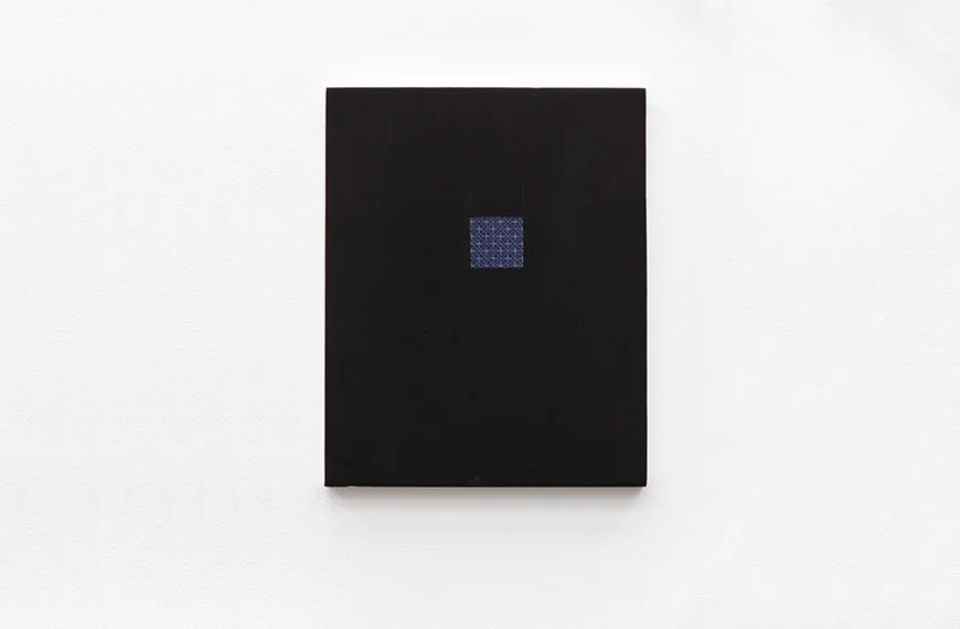 Blue Black Cold 17, Sparkle Eye, oil, graphite and venetian plaster on panel, 13 x 11 inches, 2015
