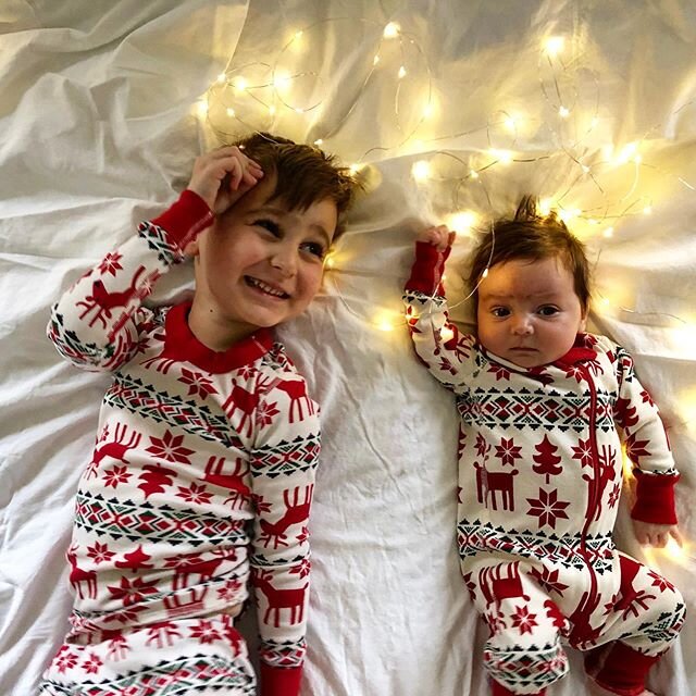 Merry Christmas and happy new year from your friends at the baby ranch. If you need any of us, we will be eating bagels and rewatching Frozen in our PJs til 2020. 🎄💁🏻&zwj;♀️🥯 #merrychristmas #motherhood #happyhannas #matchingpjs #documentyourdays