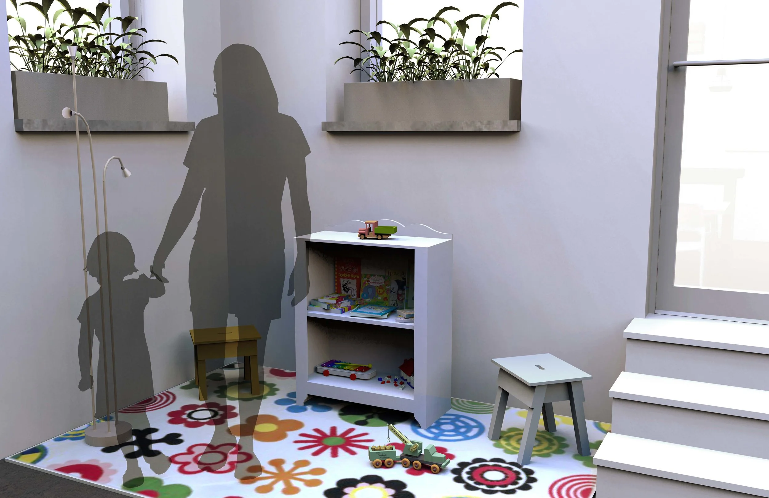  A play area enables parents to come into the Opportunity Hub with their children. It also gives the children a safe area to play within the neighborhood. 