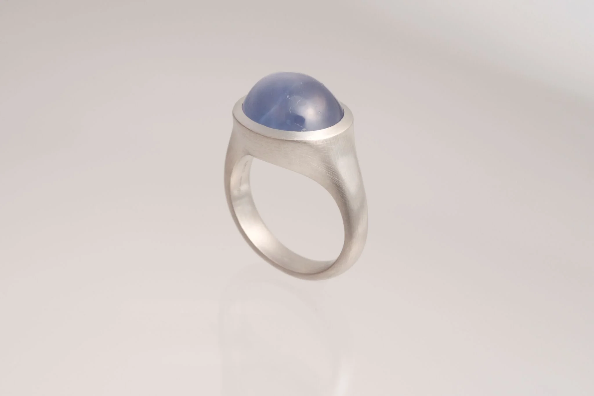 Light Blue Star Sapphire Cabochon ring