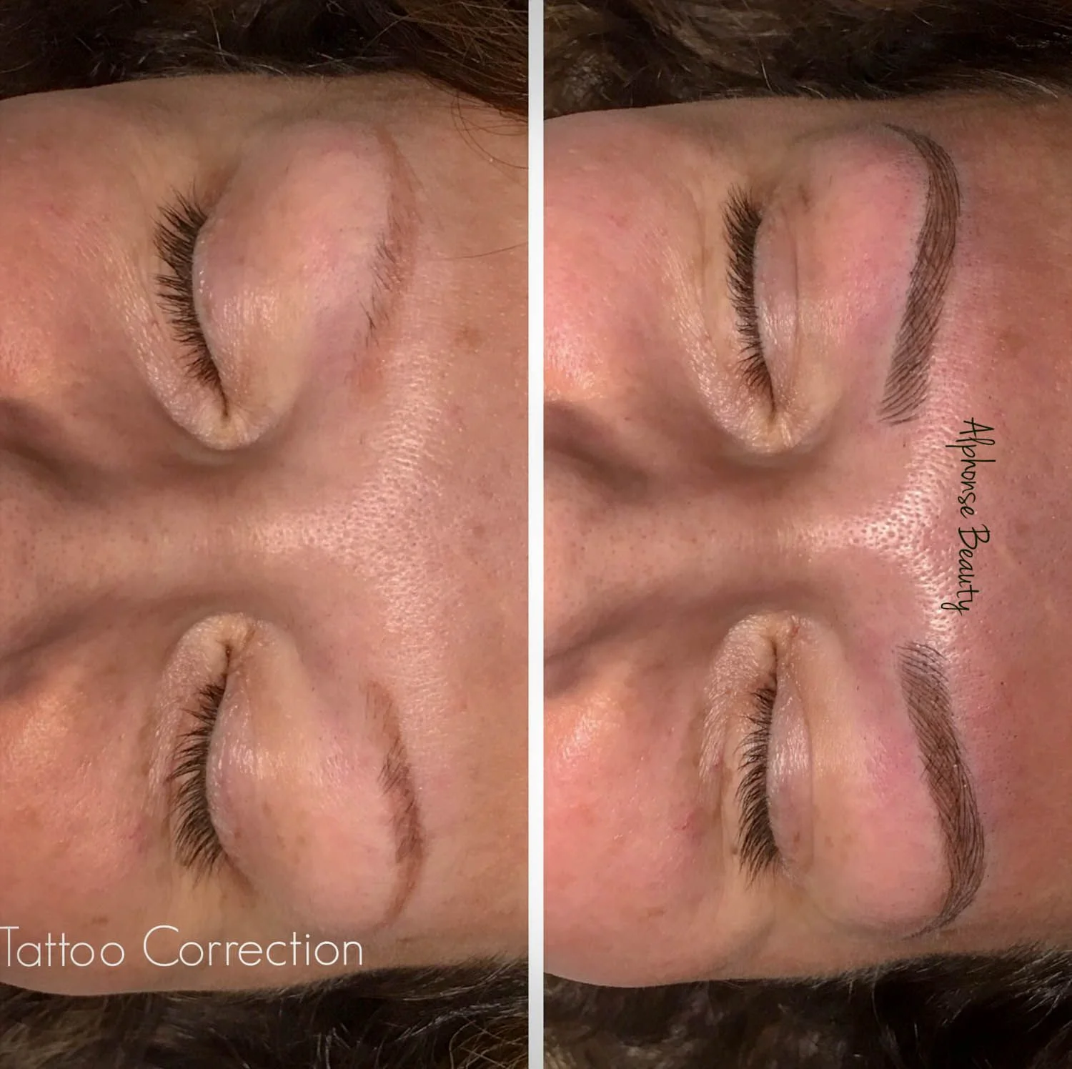 Eyebrow Tattoo Correction using Microblading at Alphonse Beauty Microblading Studio in Michigan