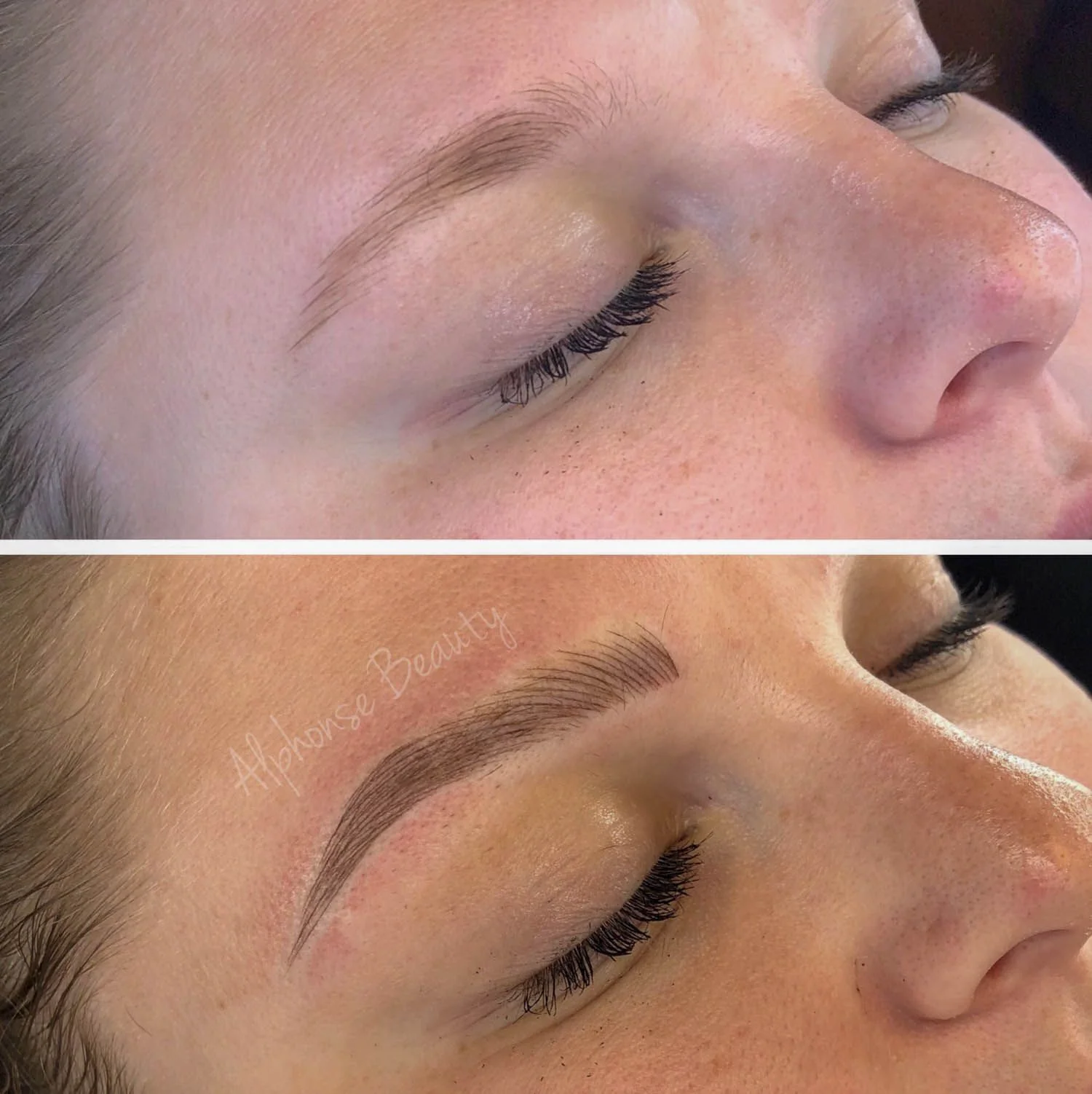 Permanent eyebrow microblading results