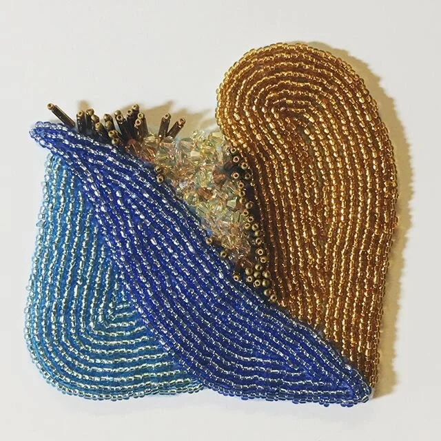 This #shoeboxcallandresponse piece requires lots of crystals. .
.
.
.
.
.
.
.
.
.
#beading #beadwork #handwork #madimaud #swarofski #collaborationatadistance #artandcakela #lockdownart