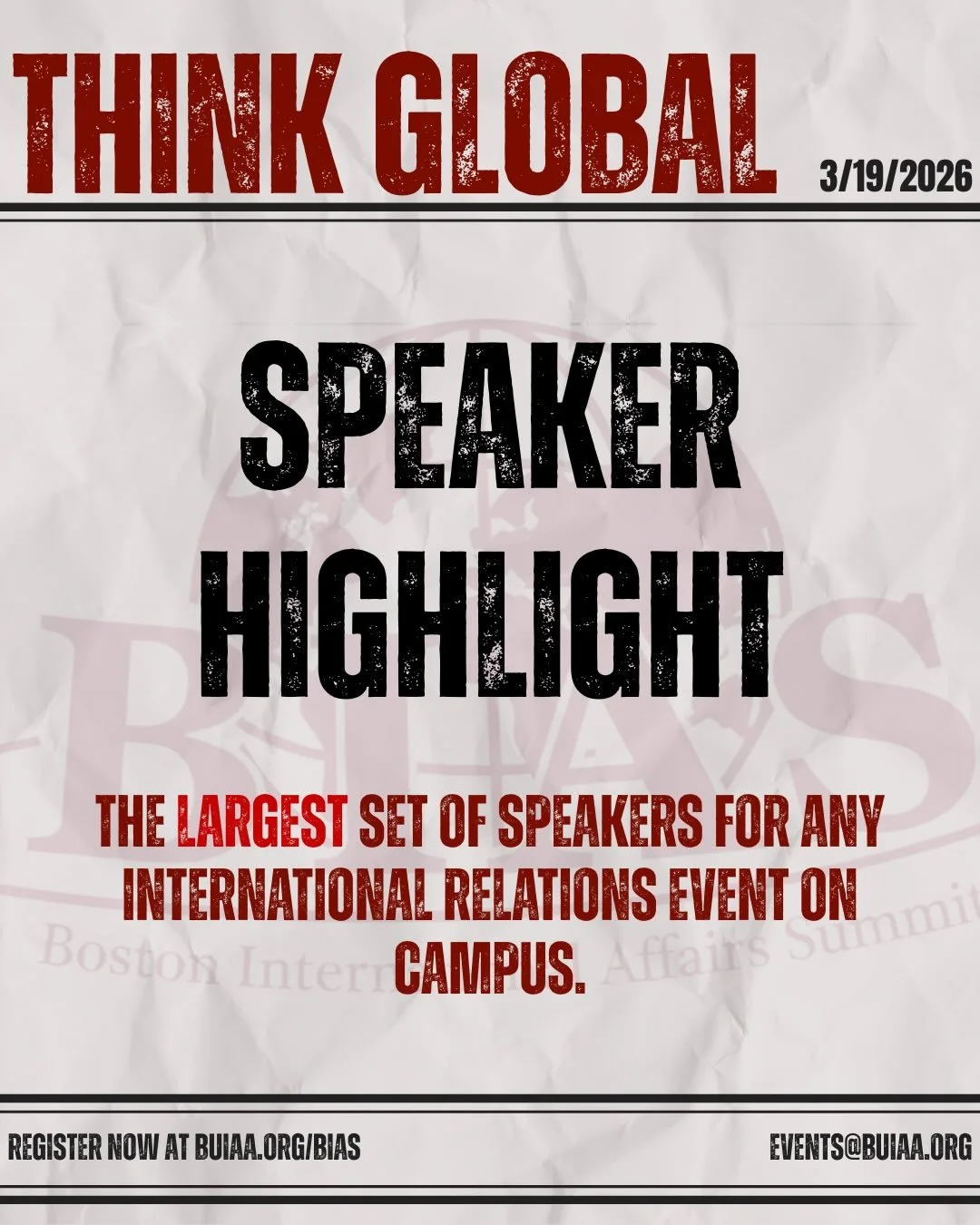 🚨 Meet diplomats, legislators, experts, and academics from all over the world in 8 different panels - at the first ever edition of the Boston International Affairs Summit! 🌏 Register NOW at buiaa.org/bias 📣