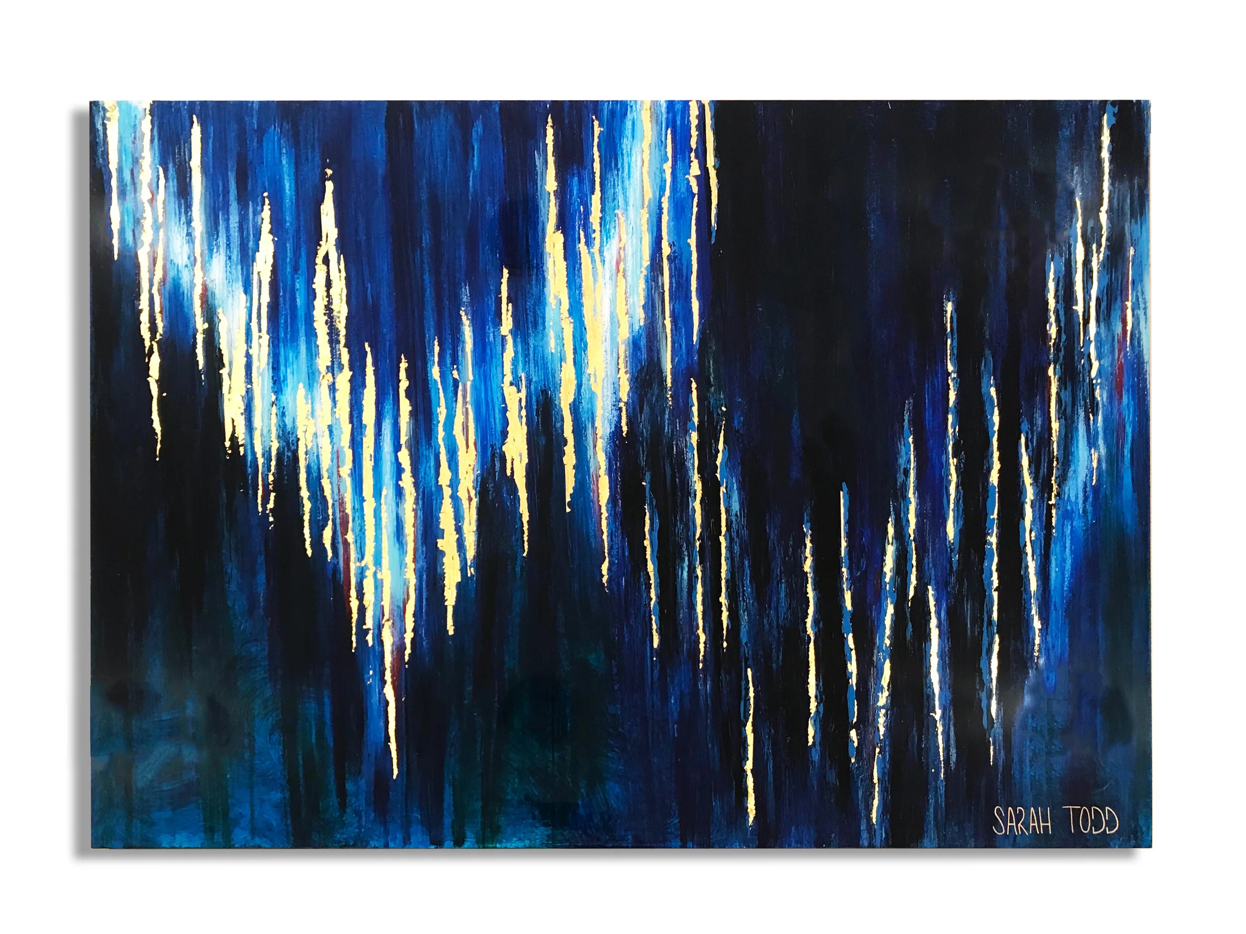 FORGET ME NOT AVAILABLE FOR PURCHASE @ Sarah Todd Gallery 36”H x 48”W 24K Gold Leaf, Acrylic and Resin
