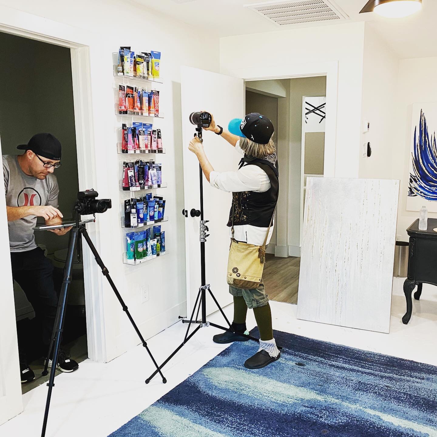 The very talented @joshphillipsphotography &amp; @aggie.sparkle are in the studio this morning!!! 📸

&ldquo;You don't take a photograph, you make it&rdquo; - Ansel Adams

#artistcollaborations #photography #storytelling #photoshoot #artstudio #artis