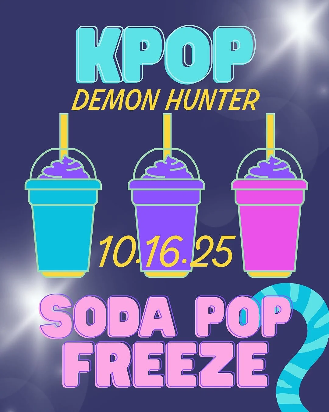Next Thursday it&rsquo;s happening 👀
KPop Demon Hunter Soda Pop Freezes are coming! This season&rsquo;s soon-to-be favorite &mdash; whipped up with wild @faygo flavors, bursts of @nerdscandy, topped with whipped cream + Pop Rocks.

Fun, fizzy, and t