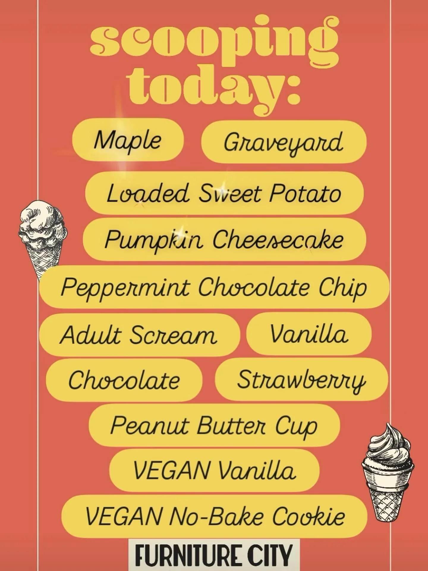 You are going to want to get your hands on our Maple, Loaded Sweet Potato and Pumpkin Cheesecake ice cream this season 🥰 We are open everyday 3 - 9 pm.