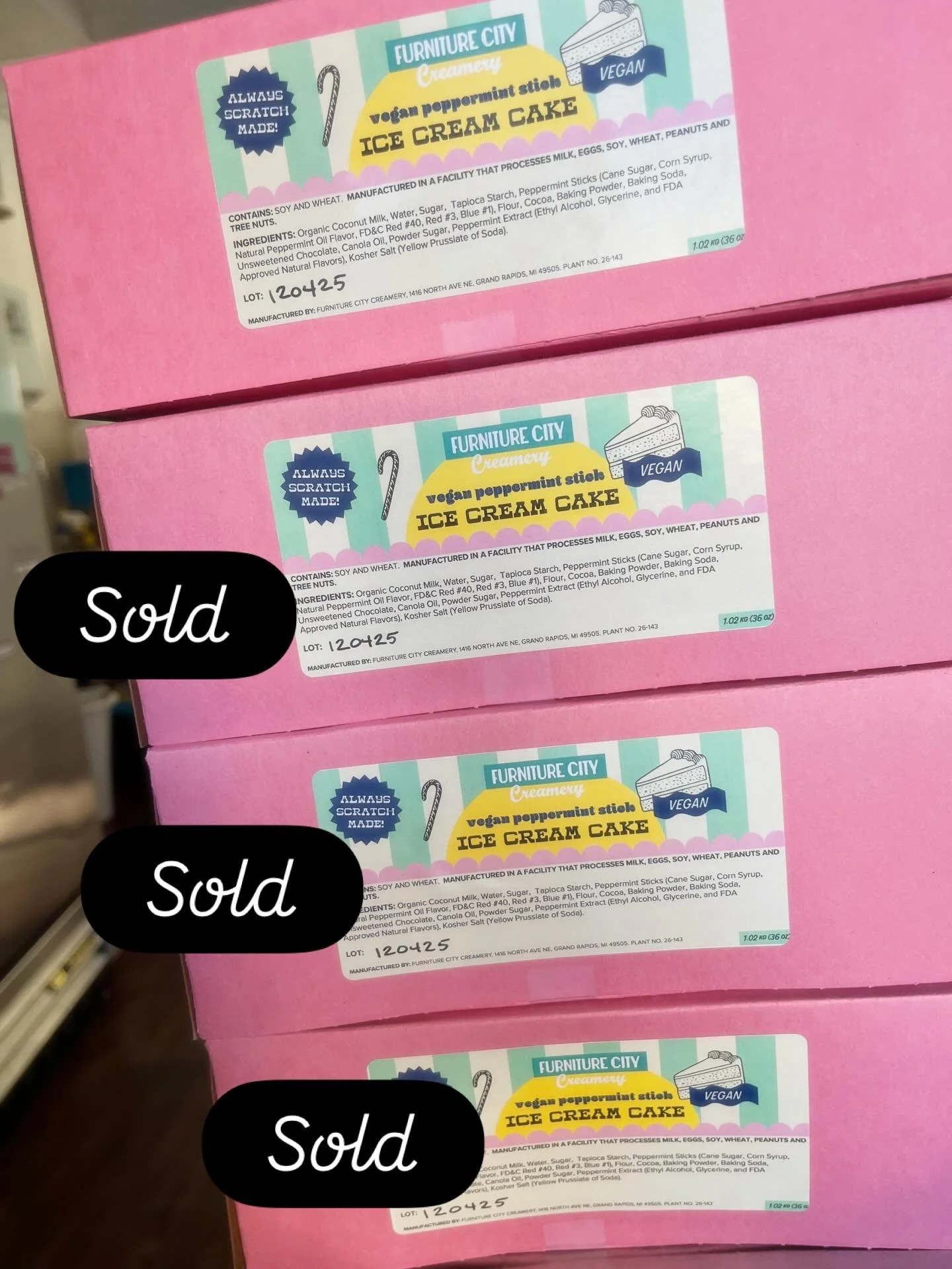 Setting some realistic goals over here.
1️⃣ Make good ice cream
2️⃣ Survive winter
3️⃣ Sell 4 vegan peppermint stick cakes to reach a serious stretch goal
We&rsquo;re pretty sure we just need one peppermint-forward household and we&rsquo;re all set, 