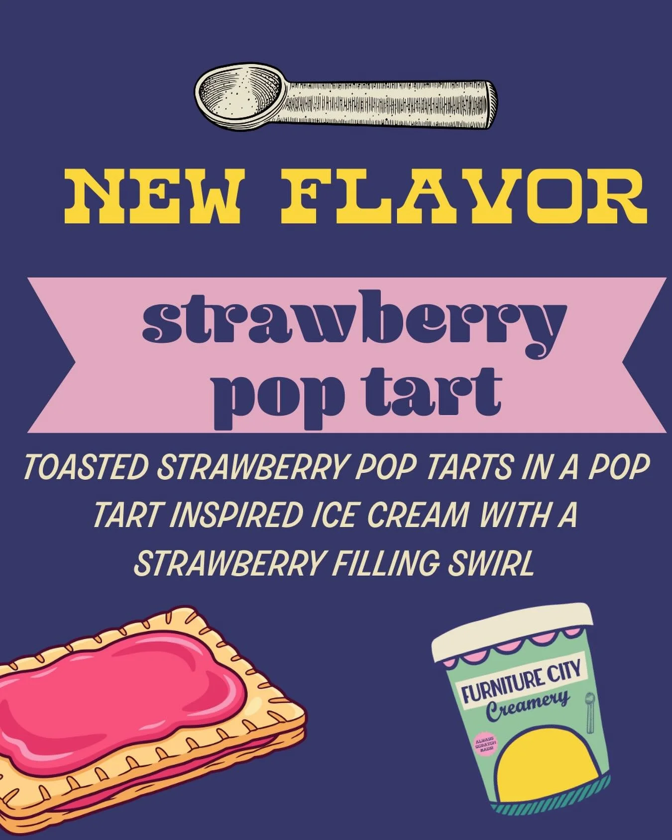 🍓🥞 Meet Strawberry Pop Tart 🥞🍓
Toasted Strawberry Pop-Tarts + strawberry filling swirl in a Pop-Tart-inspired ice cream.
My newest favorite. No notes.

⏰ Ice Cream for Breakfast Day
📅 02.07.26 | 9 AM &ndash; Noon