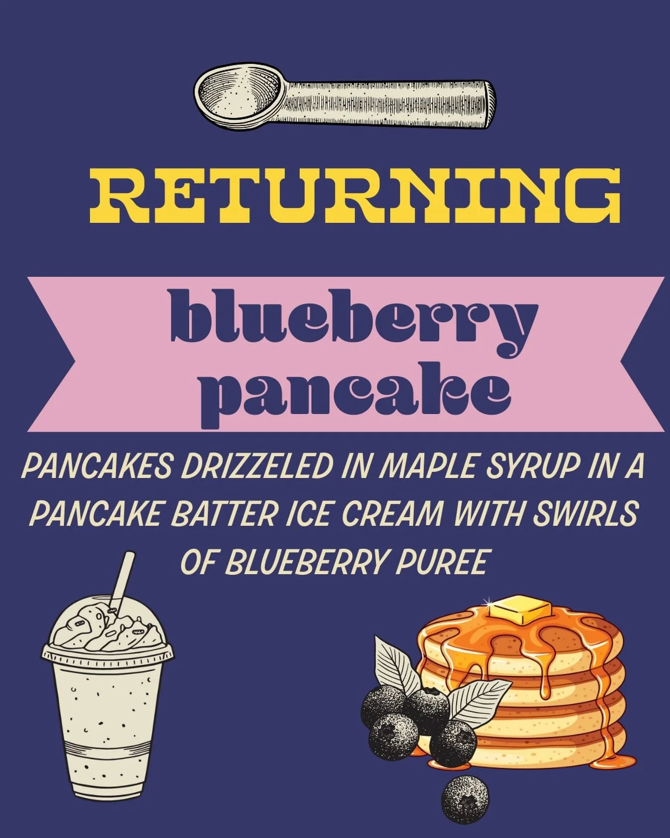🫐🥞 Blueberry Pancake is Returning for Ice Cream for Breakfast Day 🥞🫐
House-made Pancakes + Blueberry Puree in a Pancake Batter ice cream.
We&rsquo;ve brought it back two years in a row for a reason.  Get your hands on it before it is gone. 

⏰ Ic