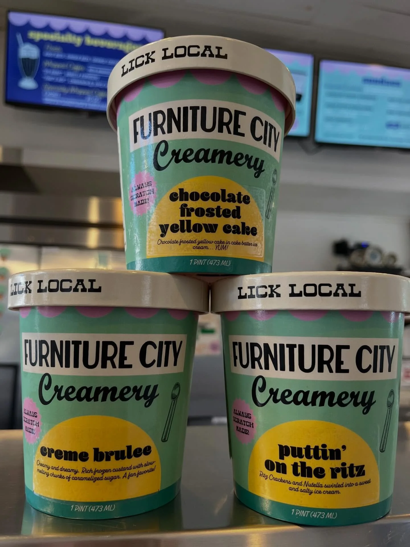 We are all super excited about our newest addition to our flavor line-up: Chocolate Frosted Yellow Cake 🍰 As the name might suggest, we baked a yellow cake, frosted it with chocolate frosting and promptly tossed it into our cake batter ice cream. Al