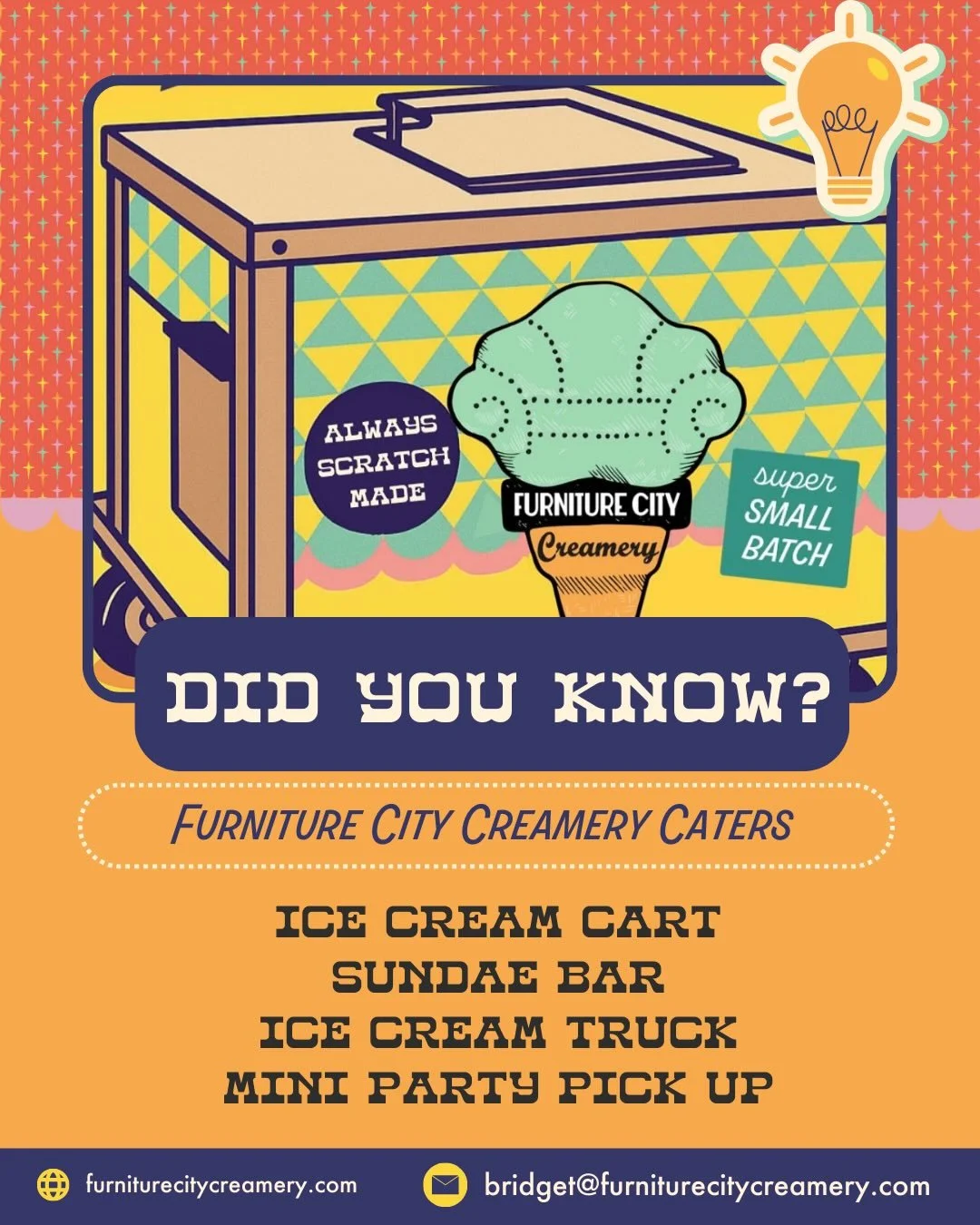 We Cater ❤️ Corporate parties, weddings, grad parties and anything in between, we&rsquo;ve got dessert covered. Check out our website for details and pricing on all of our catering options🍦