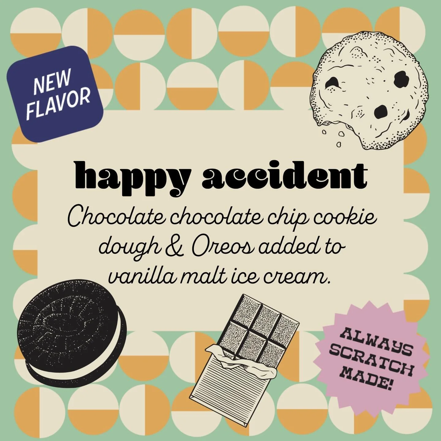 Happy Accident 🍦

Real talk&mdash;this one came from a moment of &ldquo;uhhh&hellip; now what?&rdquo; 😅

Our chocolate chips melted into the cookie dough, so we scrapped the original plan and mixed it into Malted Vanilla with Oreos and hoped for th