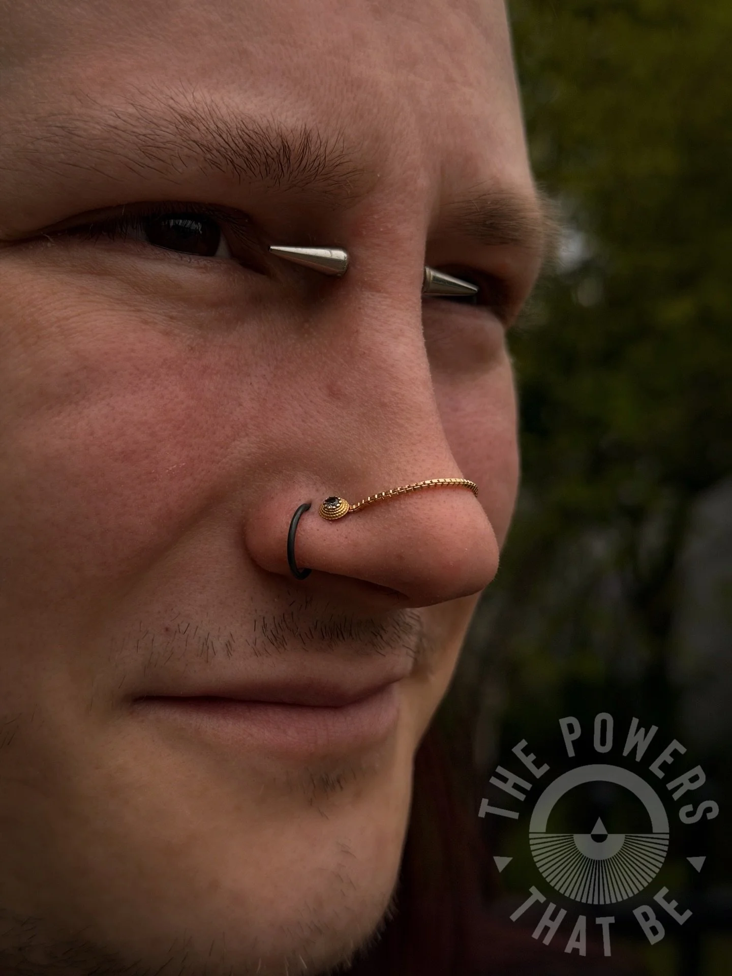 It&rsquo;s always so sick when Seth comes by!👏🏽

We added a yellow gold box chain (made in house✨) across their nostrils and we had previously installed yellow gold Hera ends from @anatometalinc 🤩

Chain made by @kellansmithworks 🖤