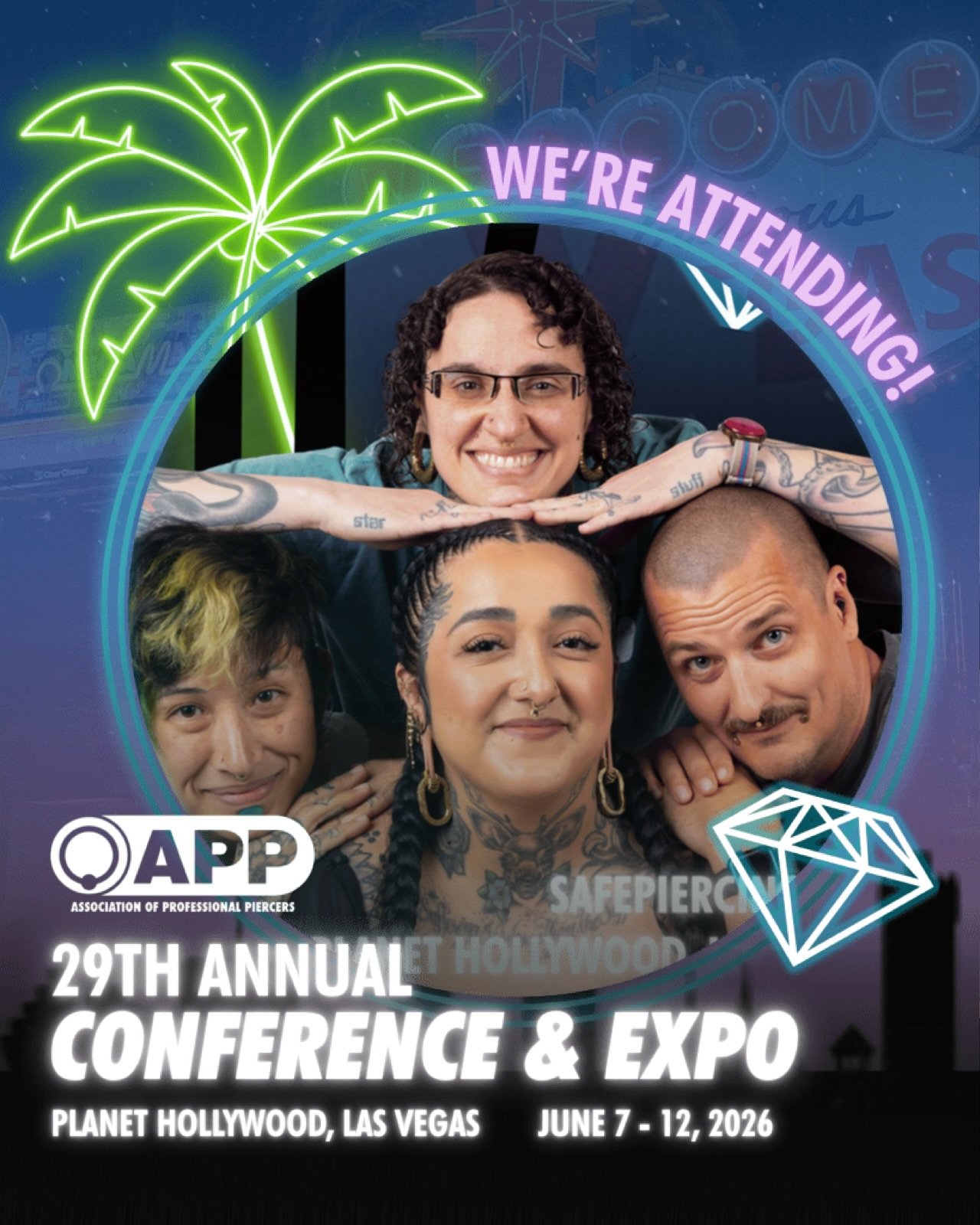 It&rsquo;s that time of year again👏🏽 some of the crew is heading to @safepiercing conference in Las Vegas! ✨

@kellansmithworks @rlebron19 and @the.shop.mami will be trotting around Vegas, getting their learn on and snagging some sparkles to bring 