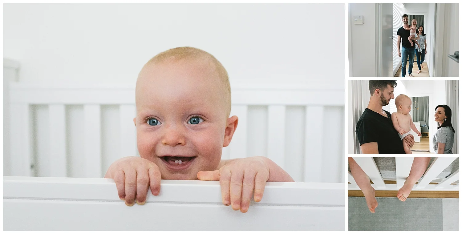 baby smilling in cot melbourne photographer