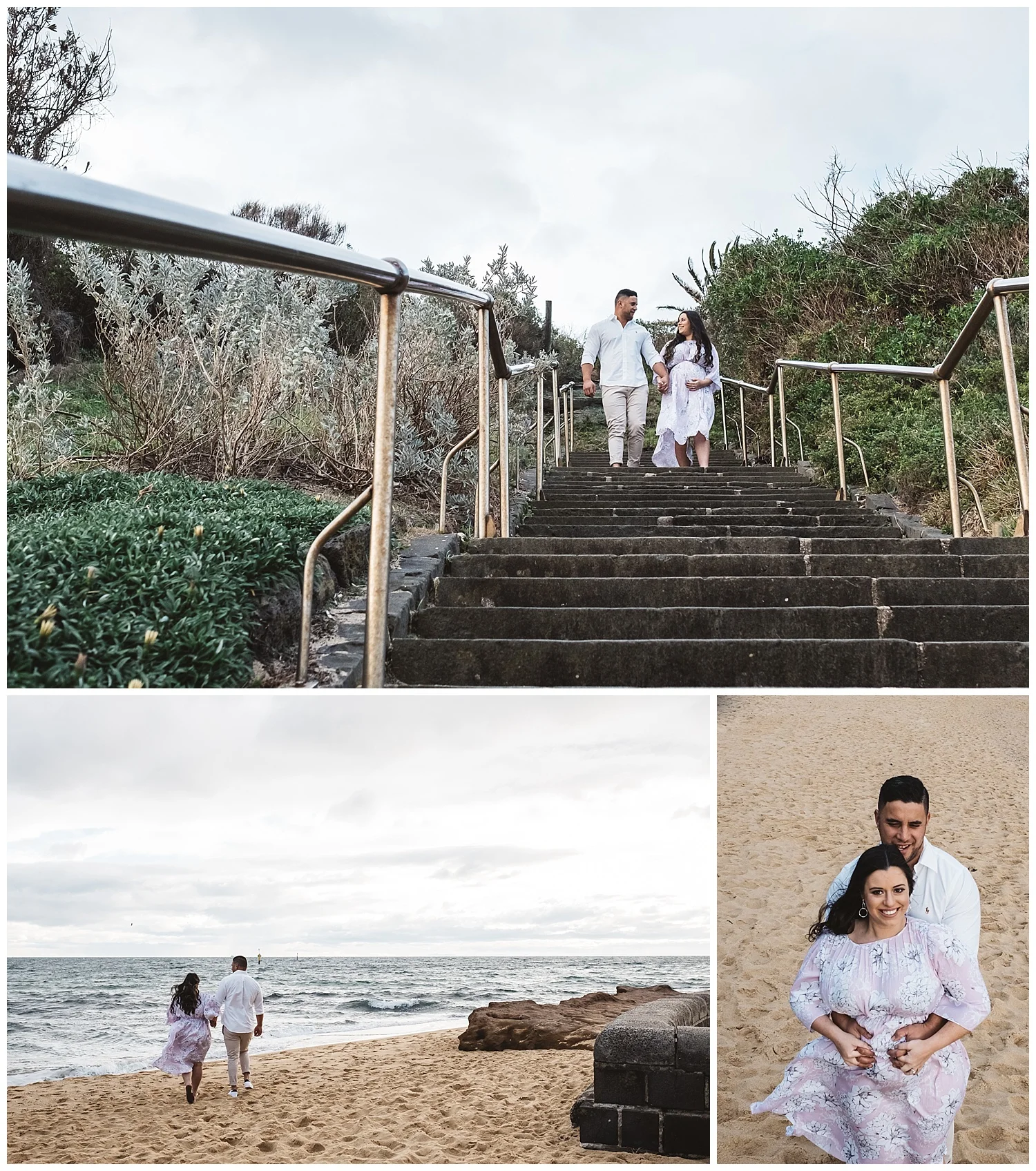 stormy skies are great for maternity photos in Port melbourne