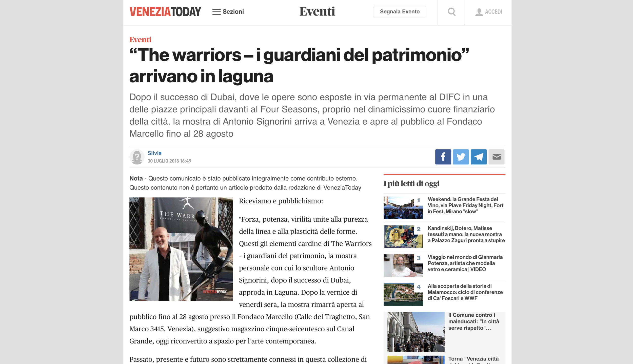 VENEZIA TODAY | “the warriors – i guardiani del patrimonio” arrivano in laguna „“The warriors – i guardiani del patrimonio” arrivano in laguna“ 
