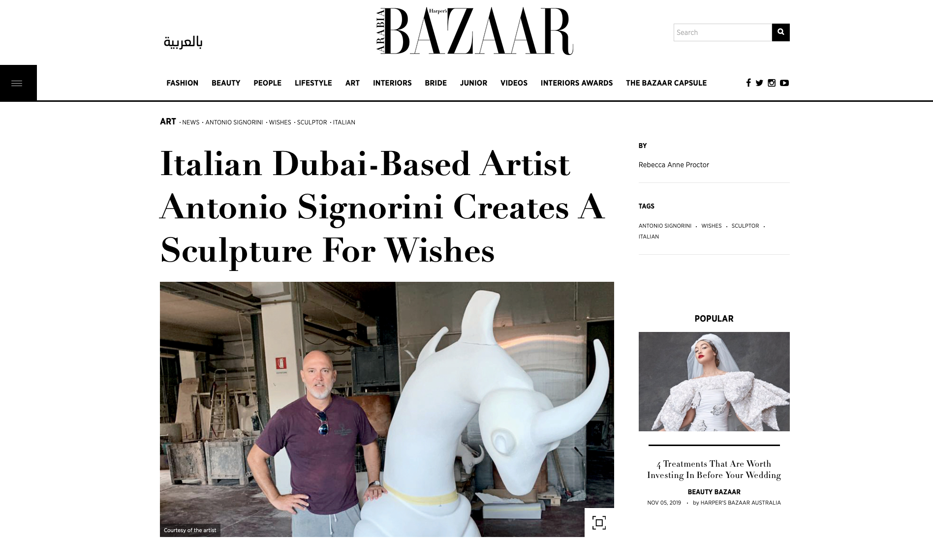 Harper Bazaar Arabia | Italian Dubai-Based Artist Antonio Signorini Creates A Sculpture For Wishes