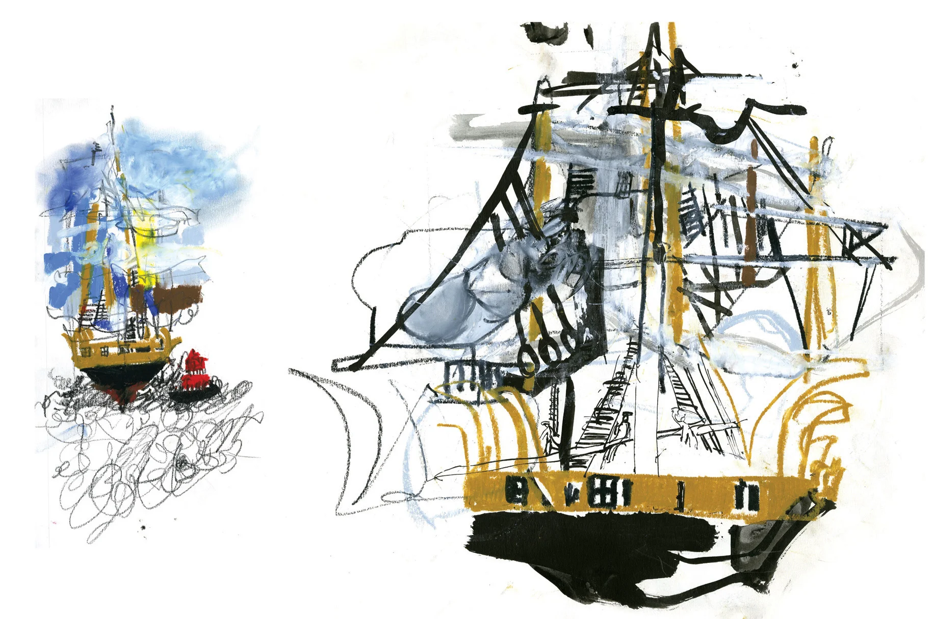 The Charles W Morgan whaling ship, asail