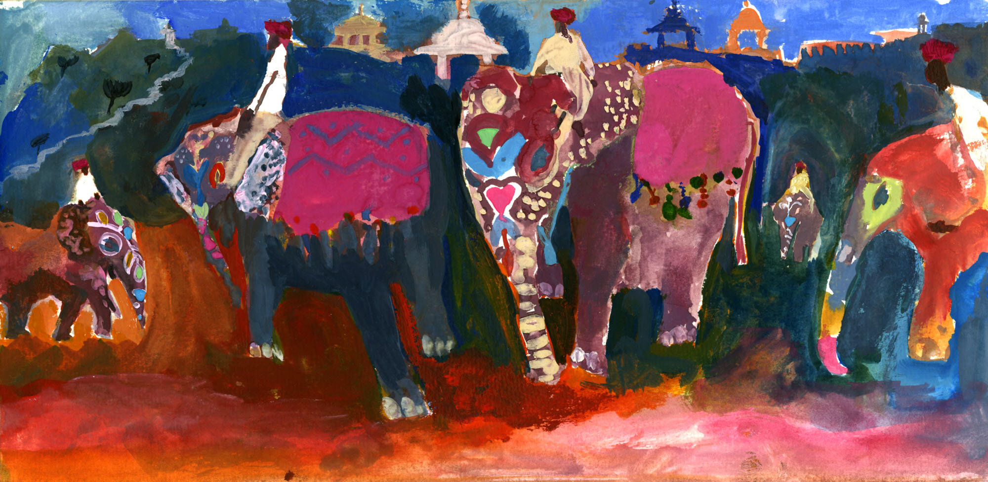  Painted Parade Elephants 